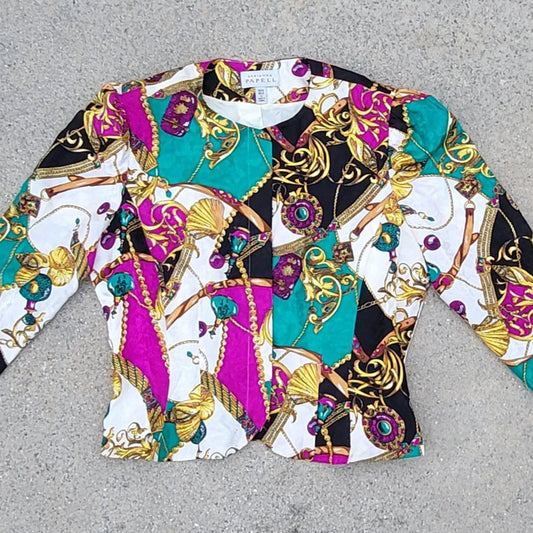 Vtg Adrianna Papell Baroque Silk Blazer Jacket