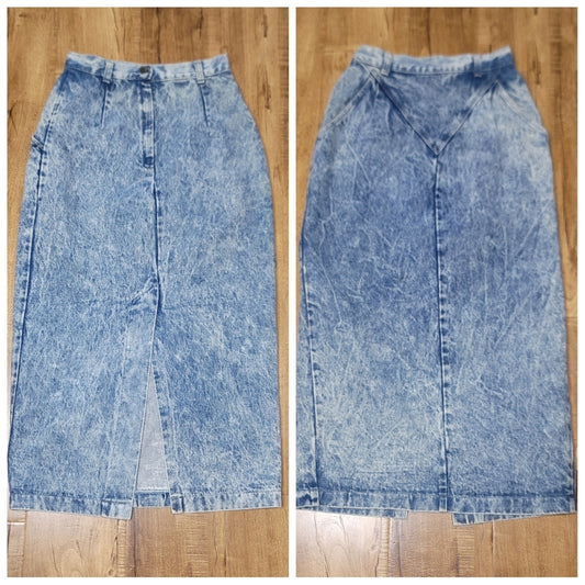 Vtg Candie's Acid Washed Denim Pencil Skirt