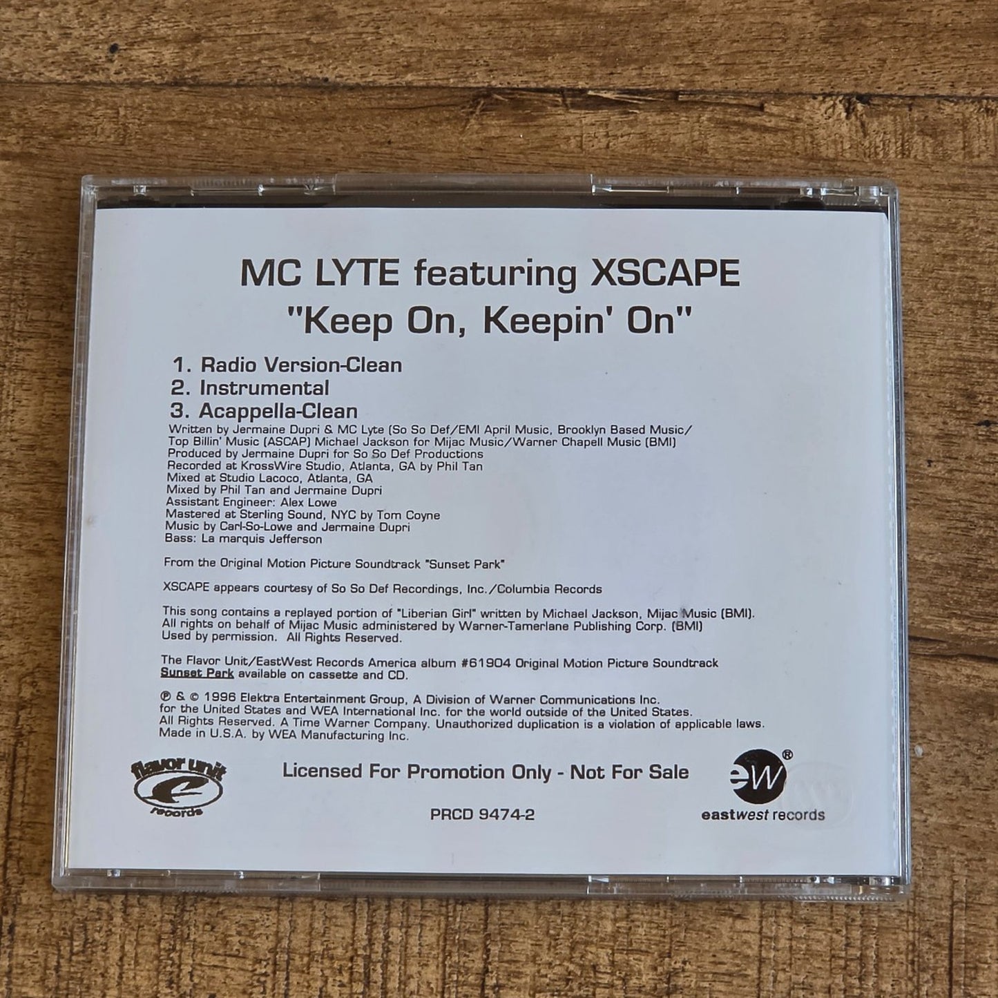 Vtg 1996 MC LYTE KEEP ON, KEEPIN' ON F/ XSCAPE MAXI SINGLE PROMO CD RAP HIP HOP