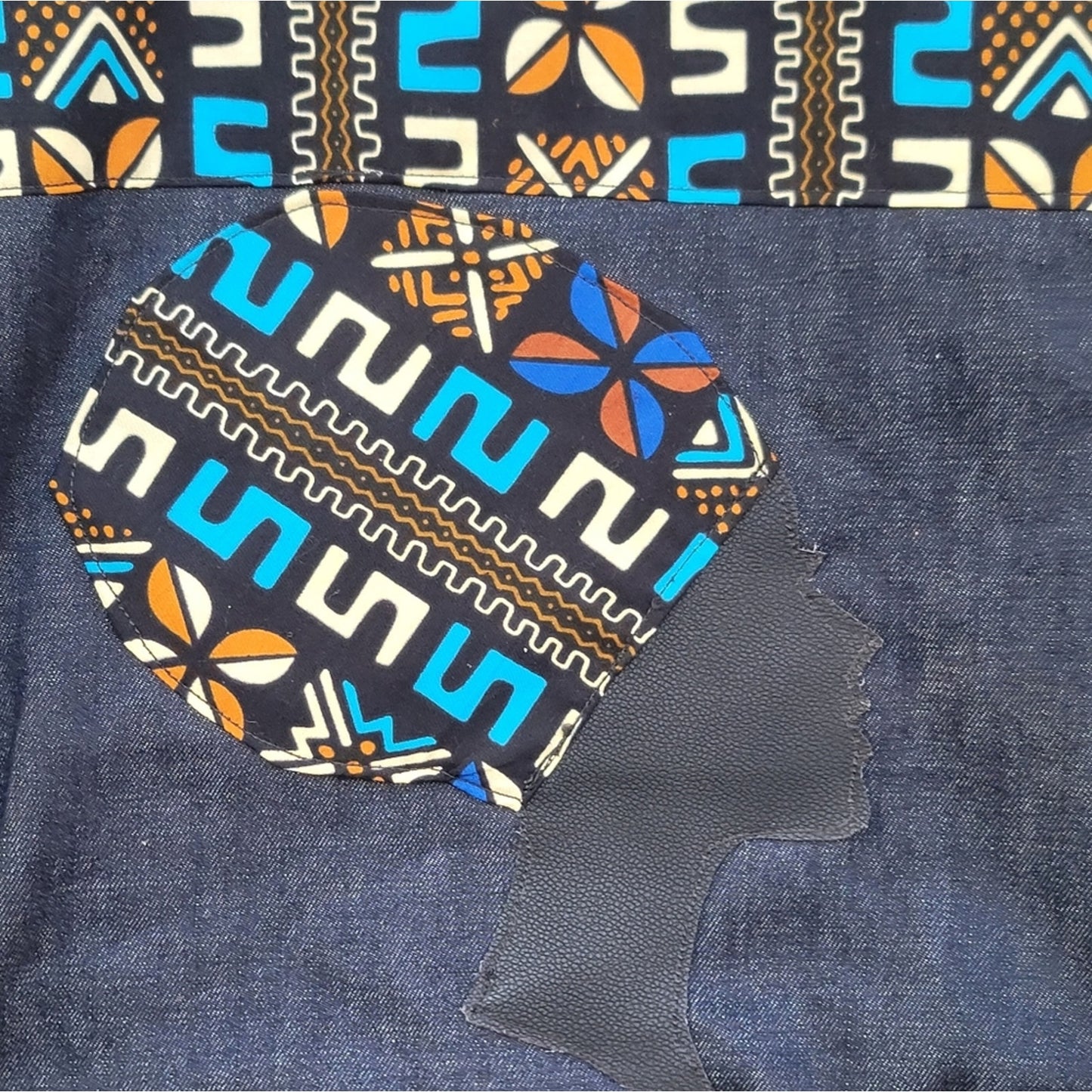 Ghanaian West African Custom Denim Tote Bag