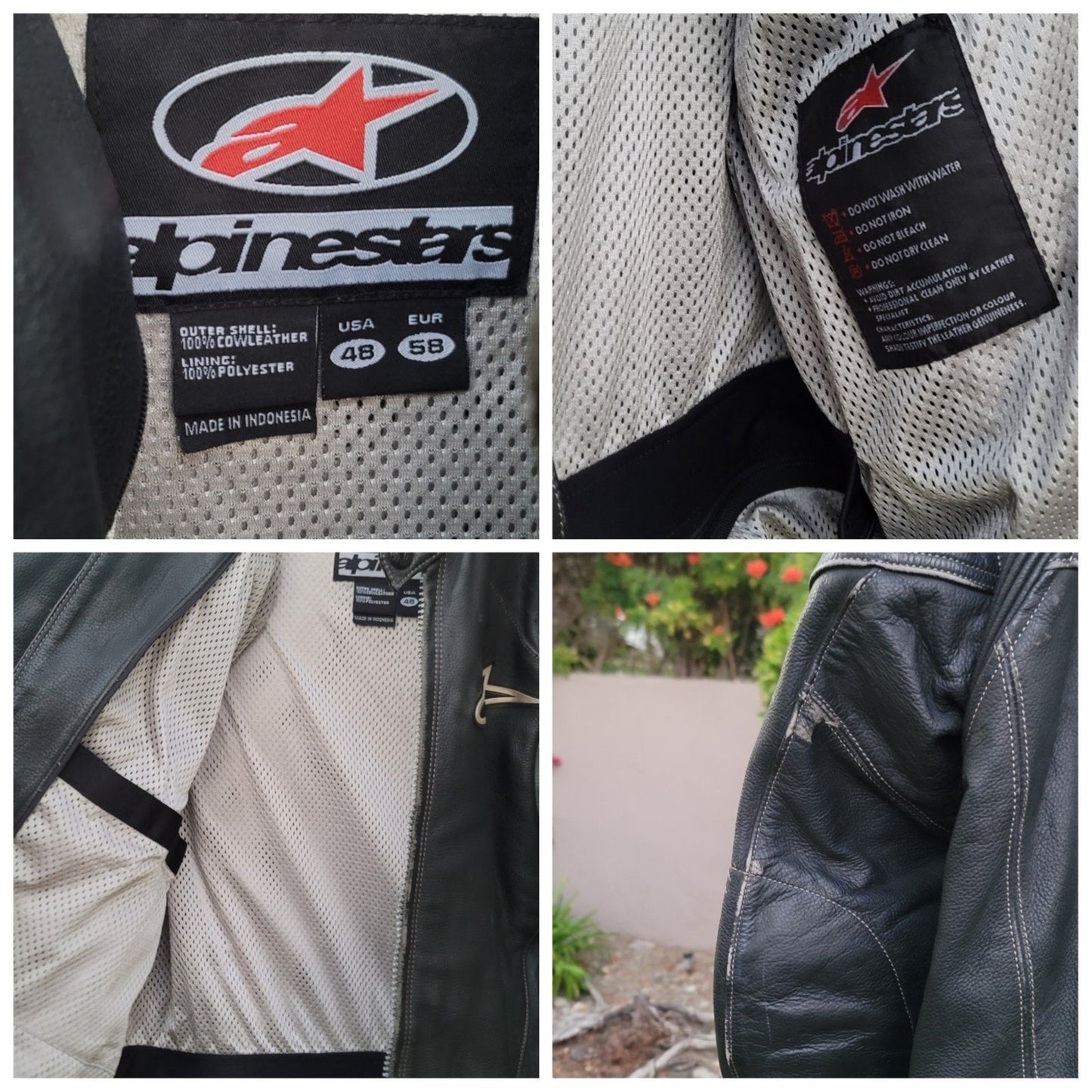 Vtg Alpinestars Padded Protective Motorcycle Leather Jacket