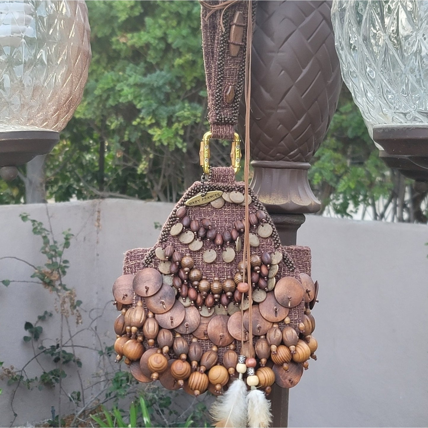 Vtg Mary Frances Embellished Beaded Wristlet Purse Bag