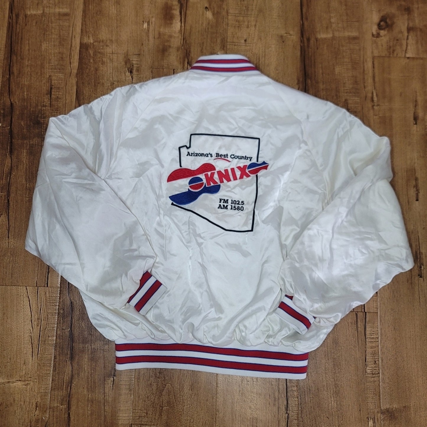 Vtg KNIX Arizona's Best Country Radio Station Satin Bomber Jacket