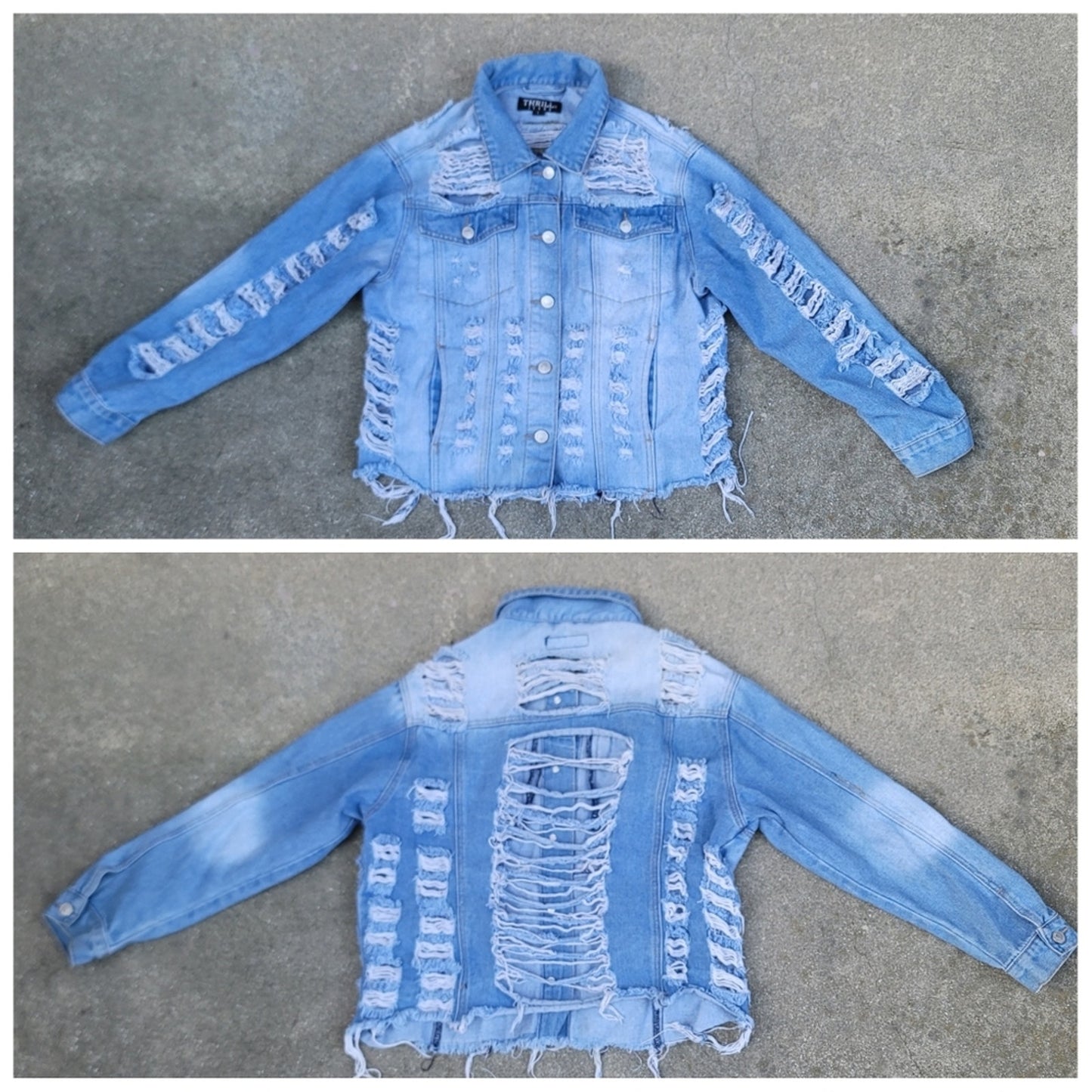 Thrill Jeans Cropped Distressed Denim Jean Jacket