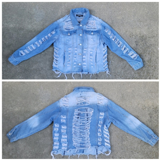 Thrill Jeans Cropped Distressed Denim Jean Jacket
