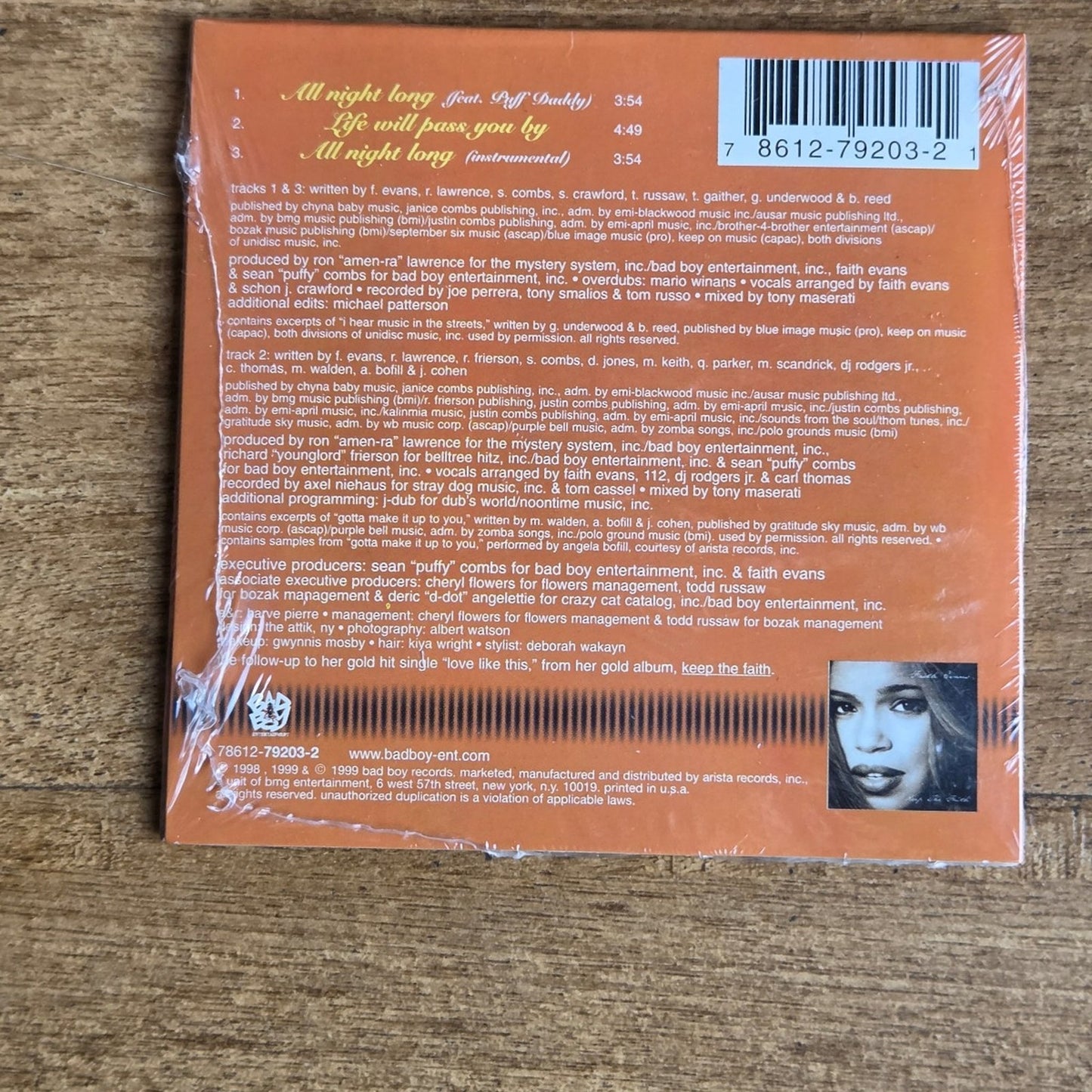 Vtg 1999 Faith Evans All Night LongMaxi Single CD