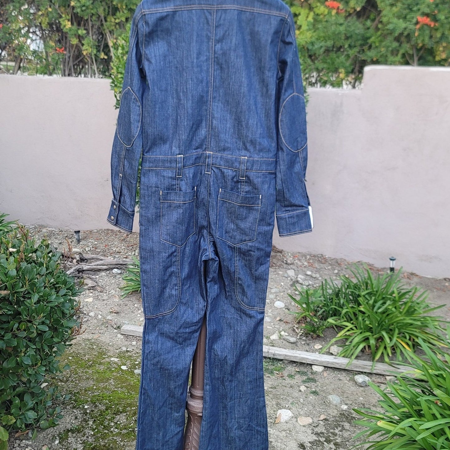 Land Of Distraction 70’s Inspired Denim Flared Utility Jumpsuit