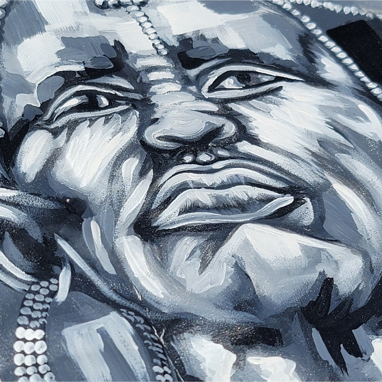 West African Ghanaian Handmade Chief Warrior Large Canvas Oil Painting