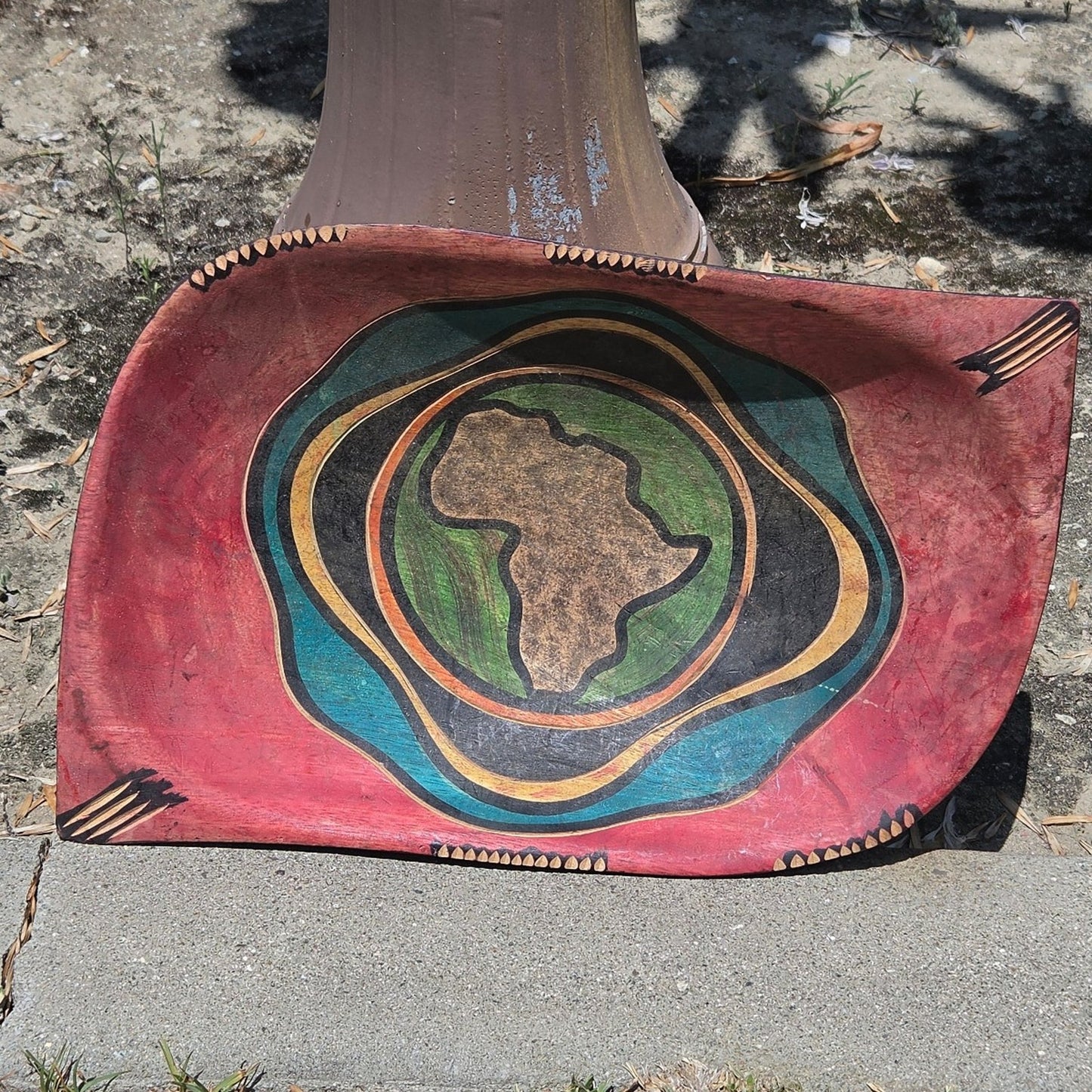 Vtg African Hand-Carved Handpainted Custom Wooden Bowl