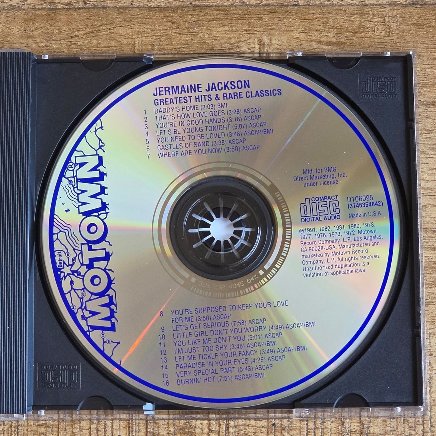 Vtg 1991 Jermaine Jackson GREATEST HITS AND RARE CLASSICS CD