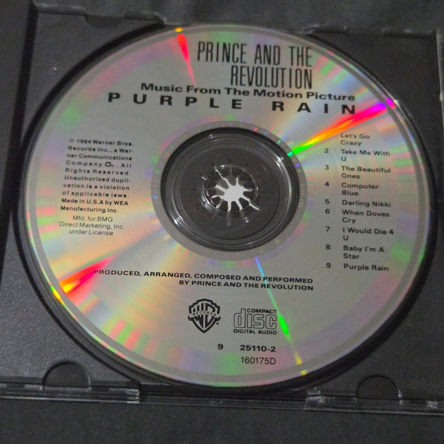 Vtg 1984 Prince &The Revolution MUSIC FROM PURPLE RAIN CD