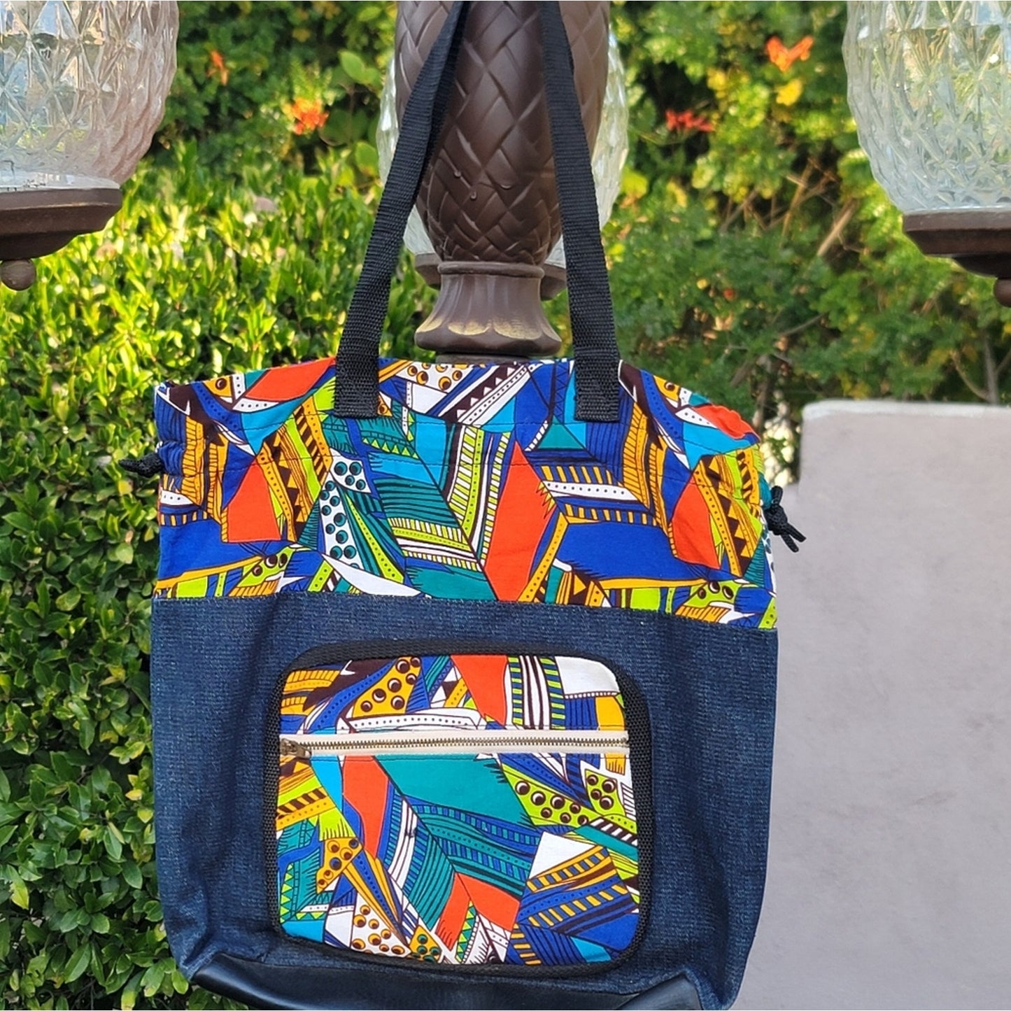 Ghanaian West African Custom Denim Tote Bag