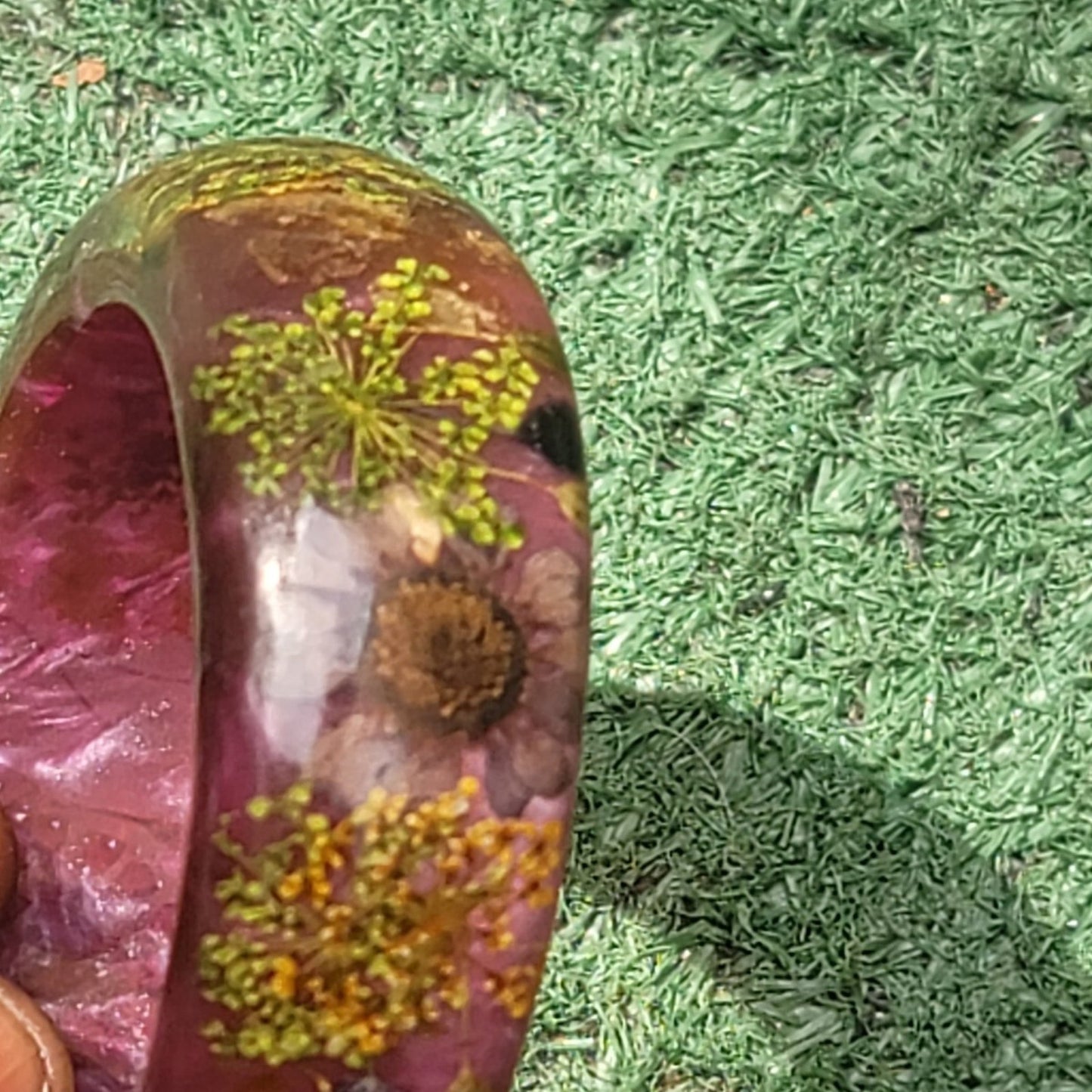 Vtg Lucite Floral Cuff Bracelet