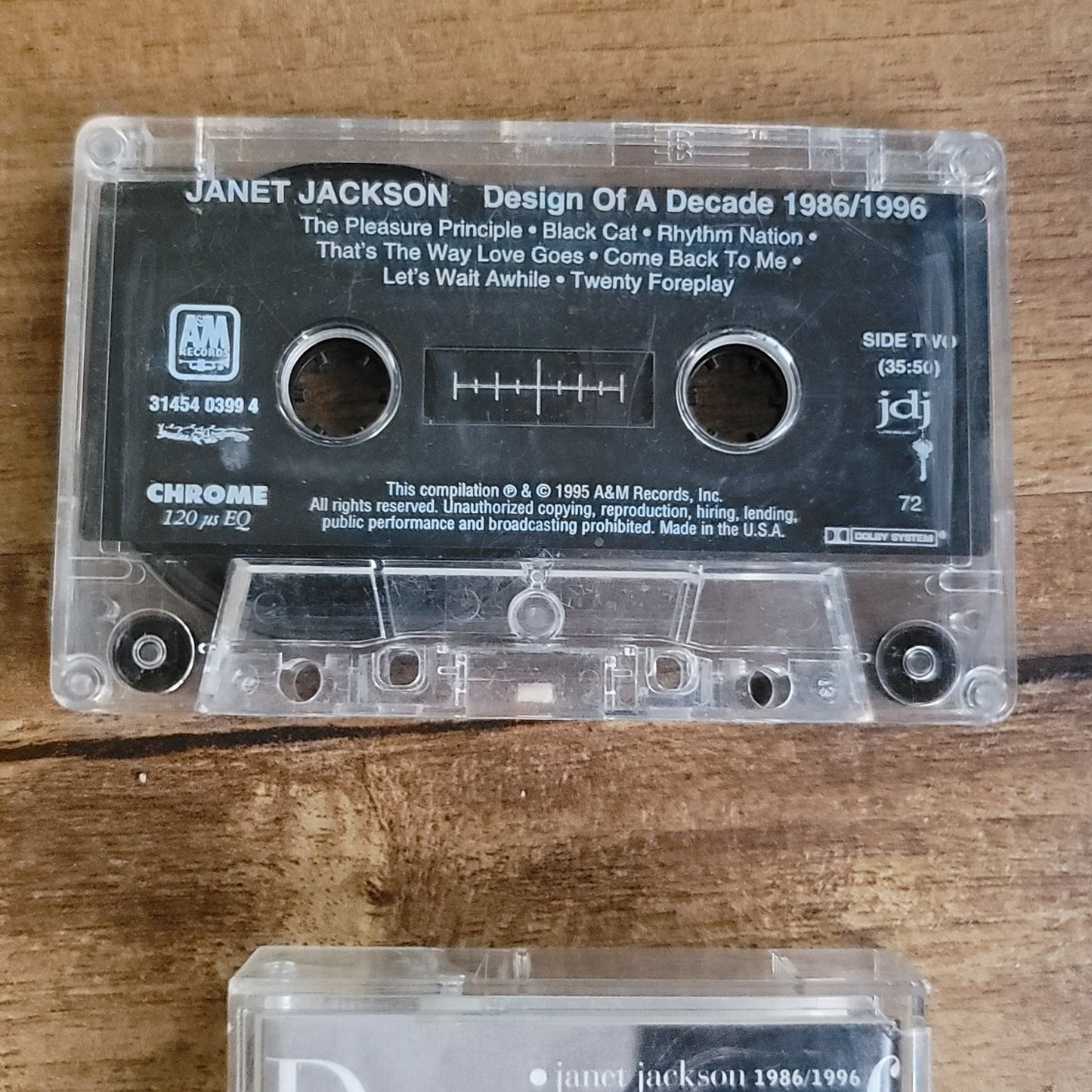Vtg 1995 Janet Jackson DESIGN OF A DECADE 1986-1996 Cassette Tape