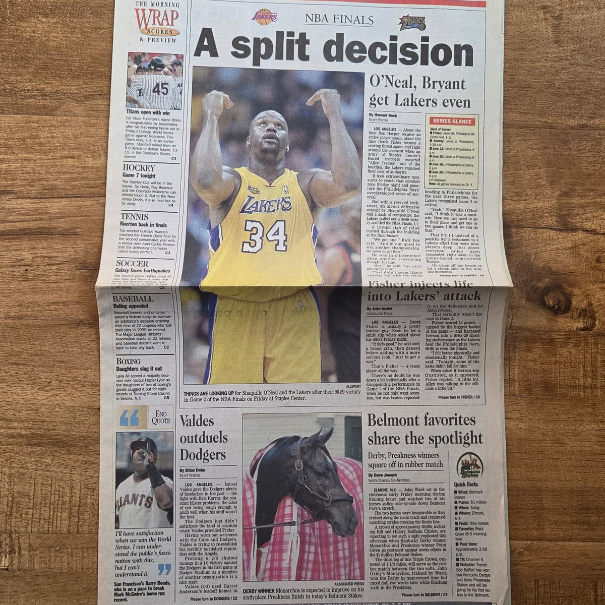 Vtg 2001 Los Angeles Lakers San Gabriel Valley Newspaper