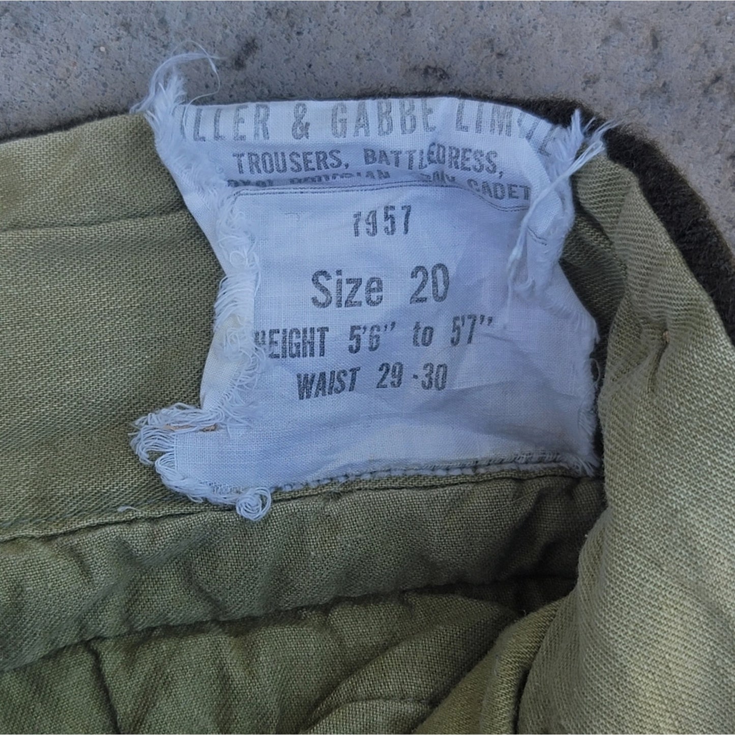 Vtg 1957 Miller & Gabbe Limited Canadian Army Wool Pants
