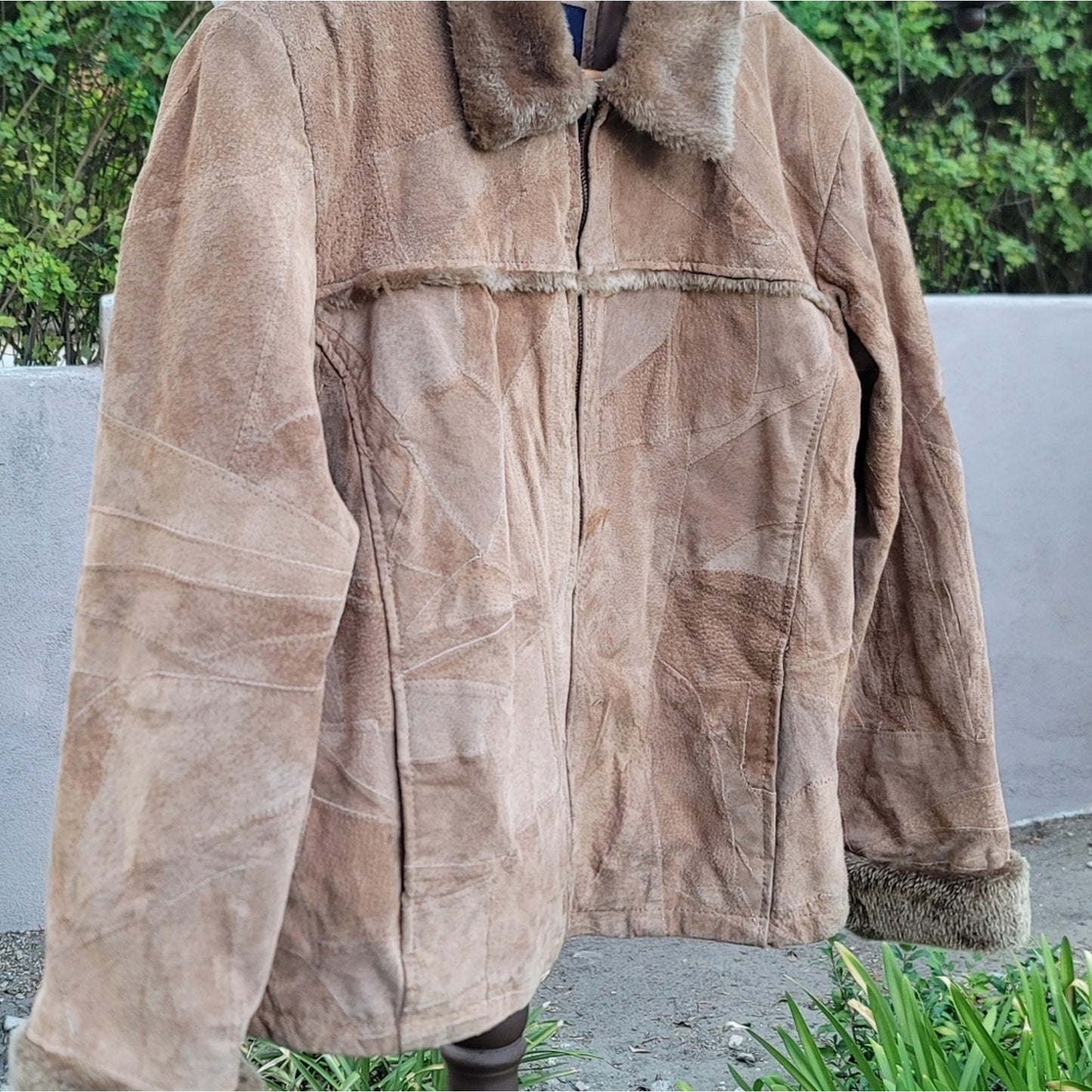 Vtg Leather Works Patchwork Suede Leather Jacket