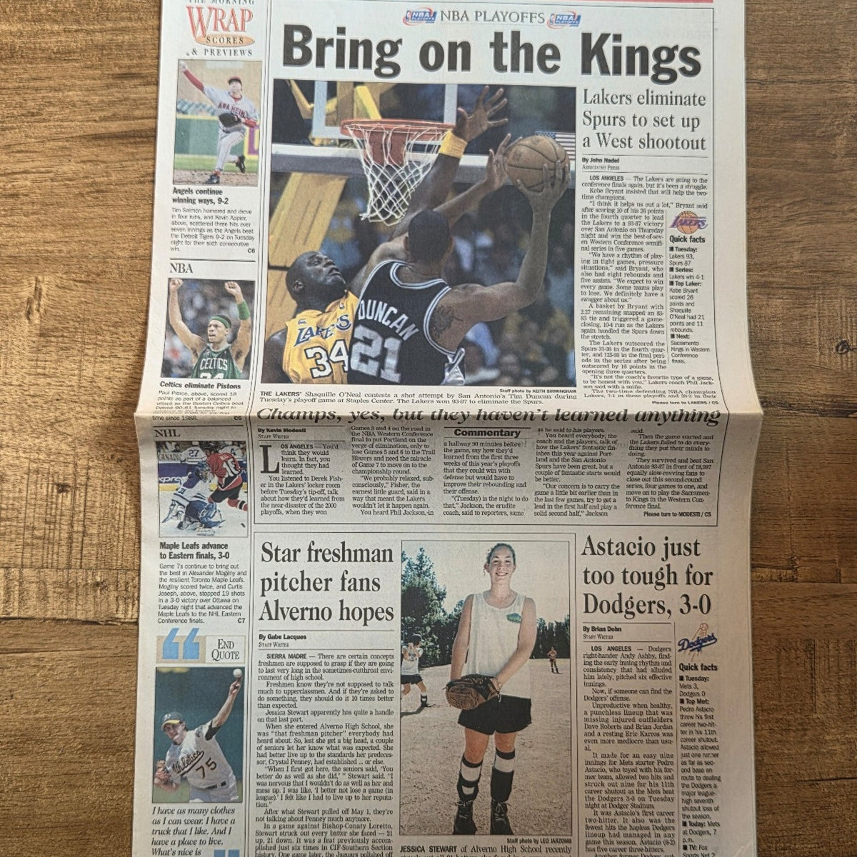 Vtg 2002 Los Angeles Lakers San Antonio Spurs San Gabriel Valley Newspaper