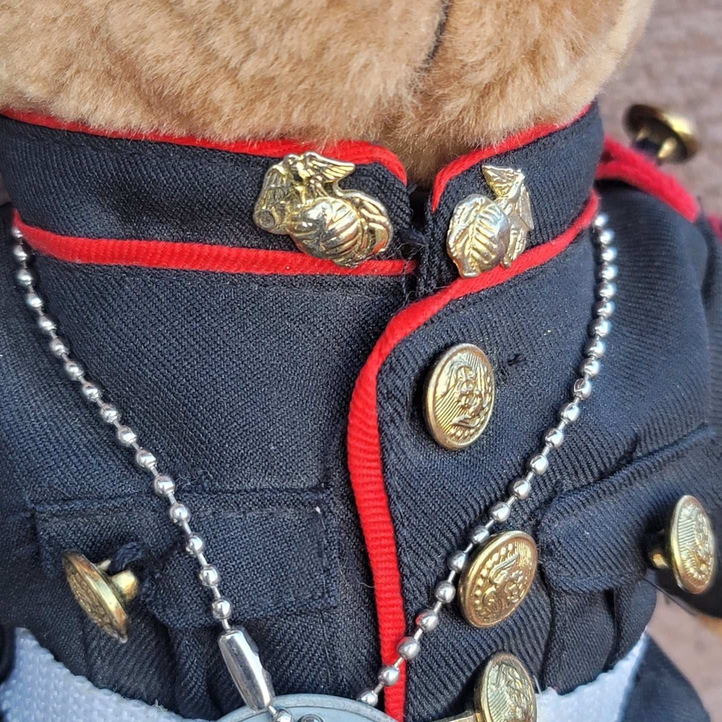 Vtg 12" Marines Corps Uniform Dress Teddy Bear Doll