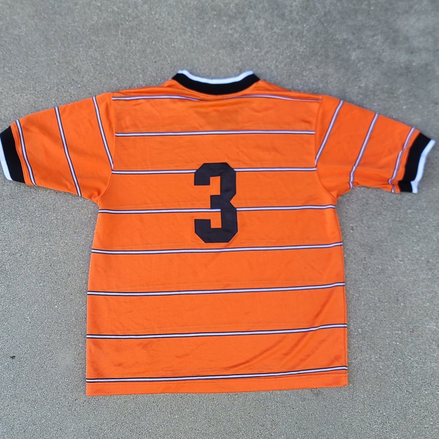 Vtg 90s Nike Orange Striped Soccer Jersey