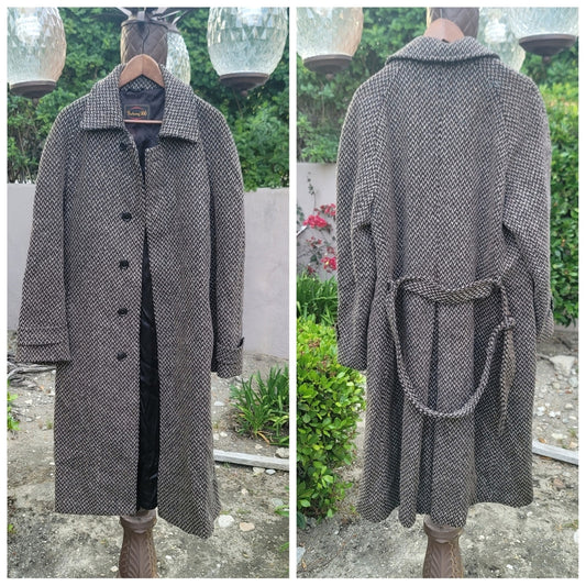 Pendleton Black and Gray Trench Coat with Notched Lapel