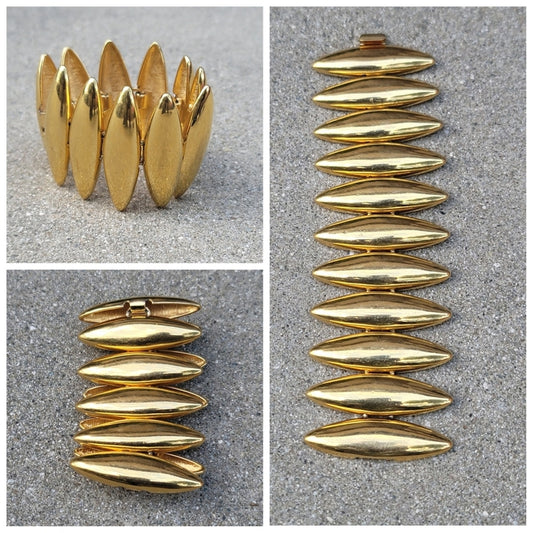 Vtg 1980s Monet Signed Gold Tone Chunky Bracelet