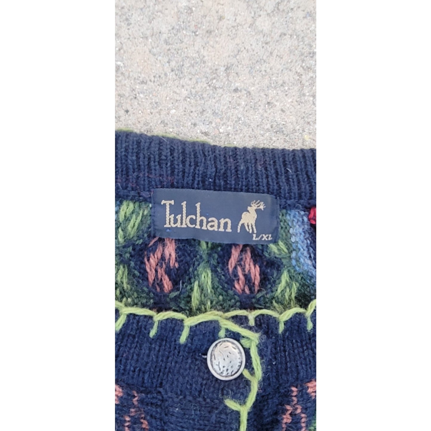 Vtg Tulchan Pure Wool Knit Cardigan Sweater