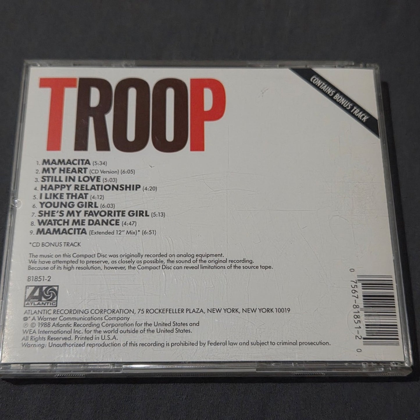 Vtg 1988 TROOP SELF TITLED CD