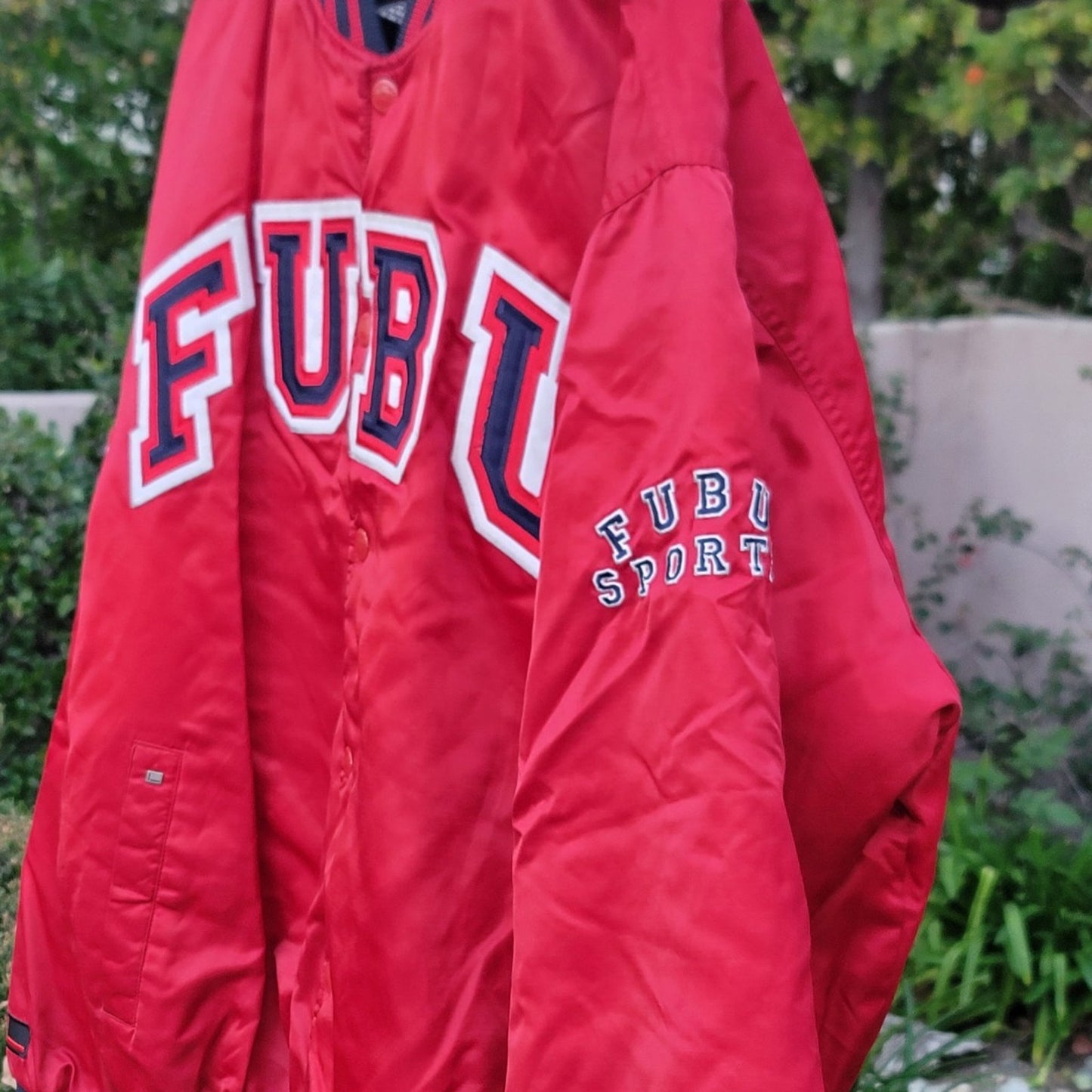 Vtg FUBU Satin Bomber Jacket