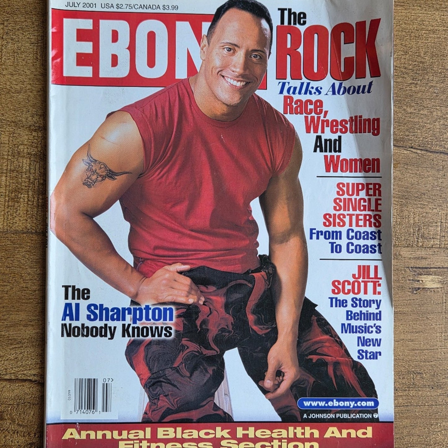 Vtg July 2001 The Rock Cover Ebony Magazine WWE WWF Wrestling