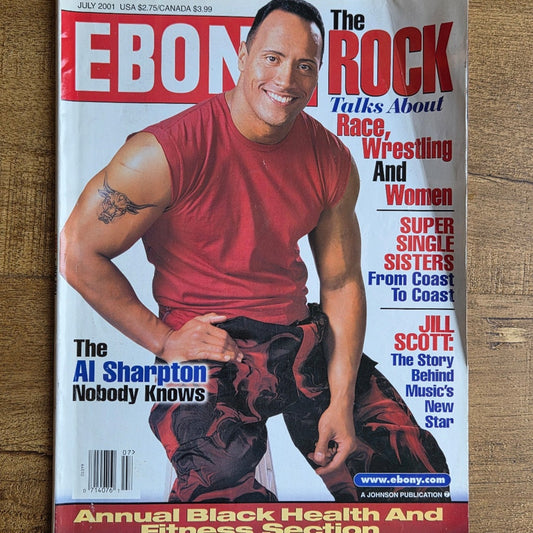 Vtg July 2001 The Rock Cover Ebony Magazine WWE WWF Wrestling