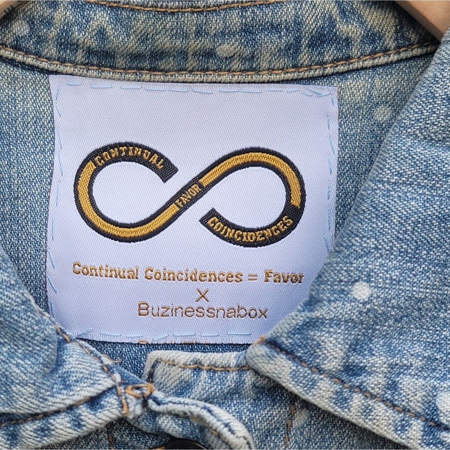 Continual Coincidences Brand Upcycled Vtg Denim Jean Jacket w/Brooch Accents