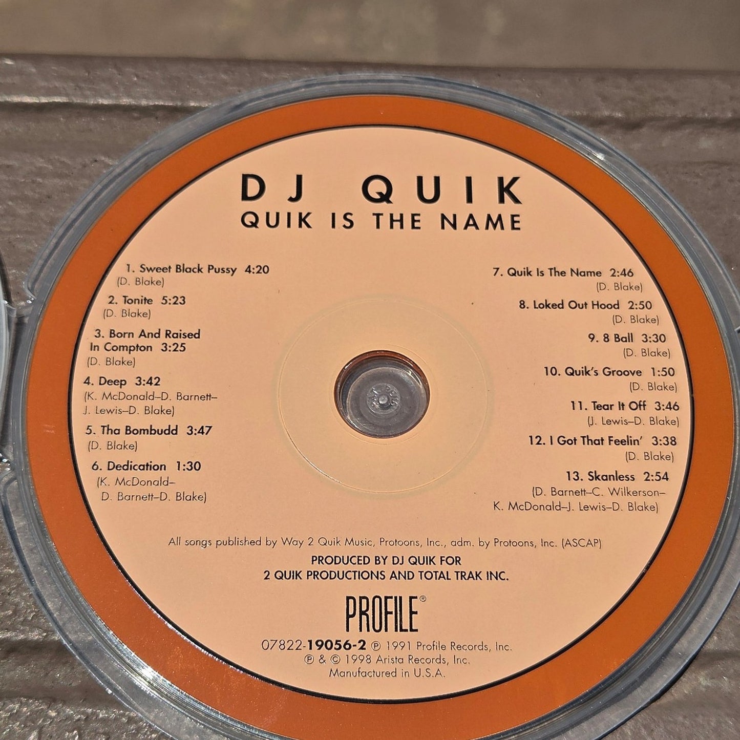 Vtg 1998 DJ Quik QUIK IS THE NAME CD RAP HIP HOP