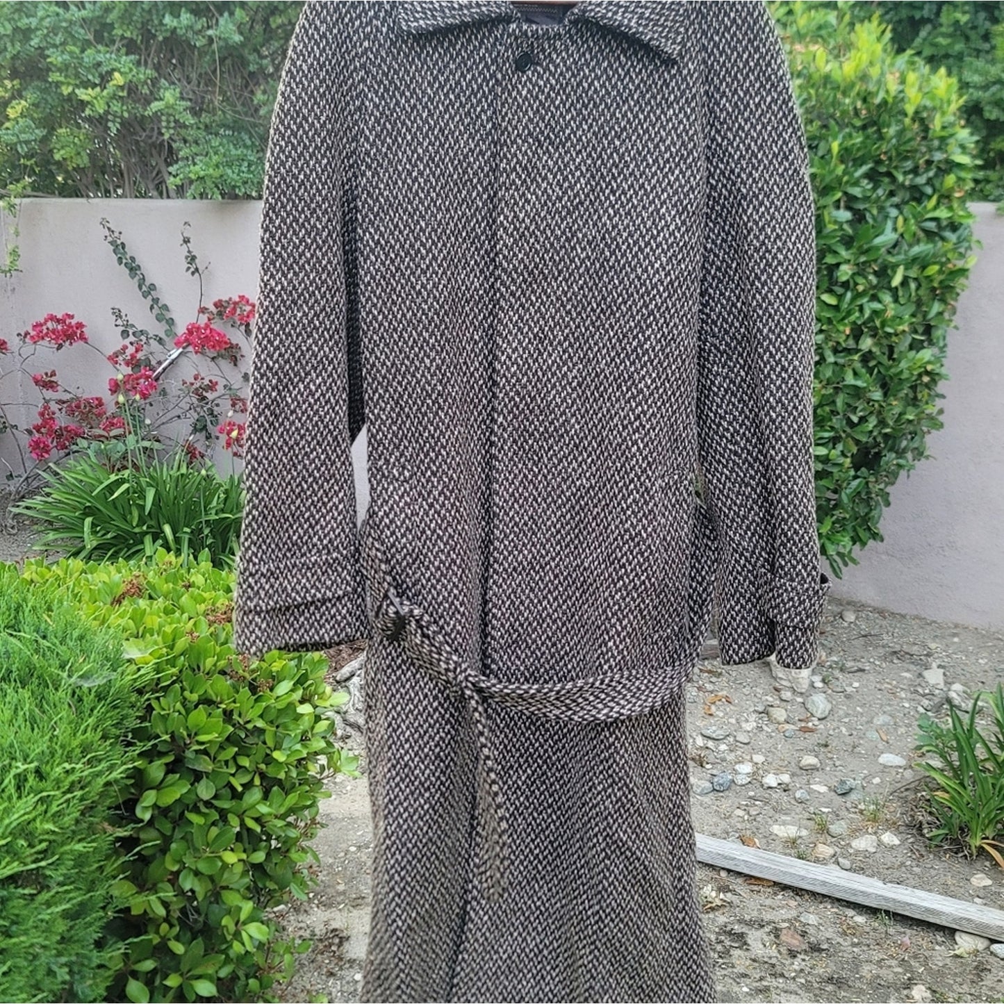 Pendleton Black and Gray Trench Coat with Notched Lapel