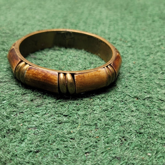 Vtg Brass Bone Bangle Bracelet