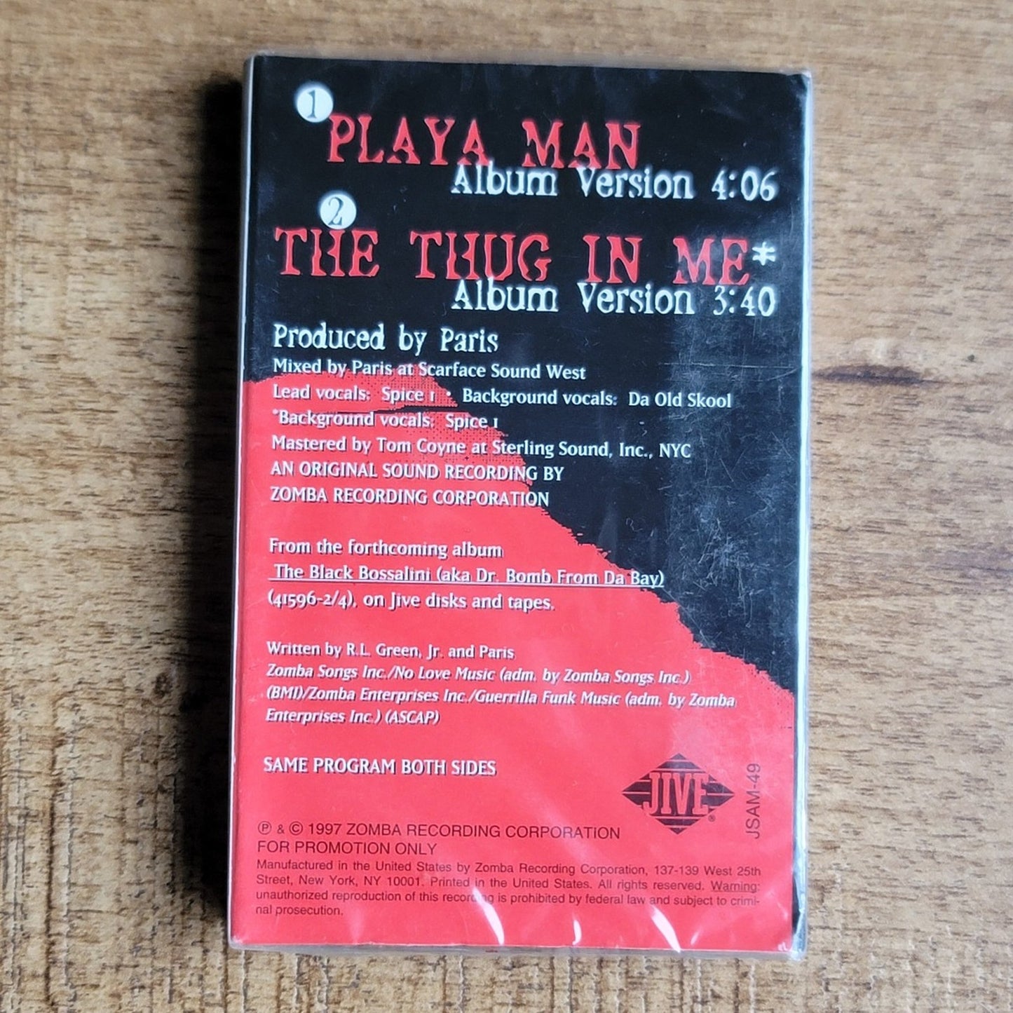 Vtg 1997 Spice 1 PLAYA MAN/ THE THUG IN ME Promo Single Cassette Tape