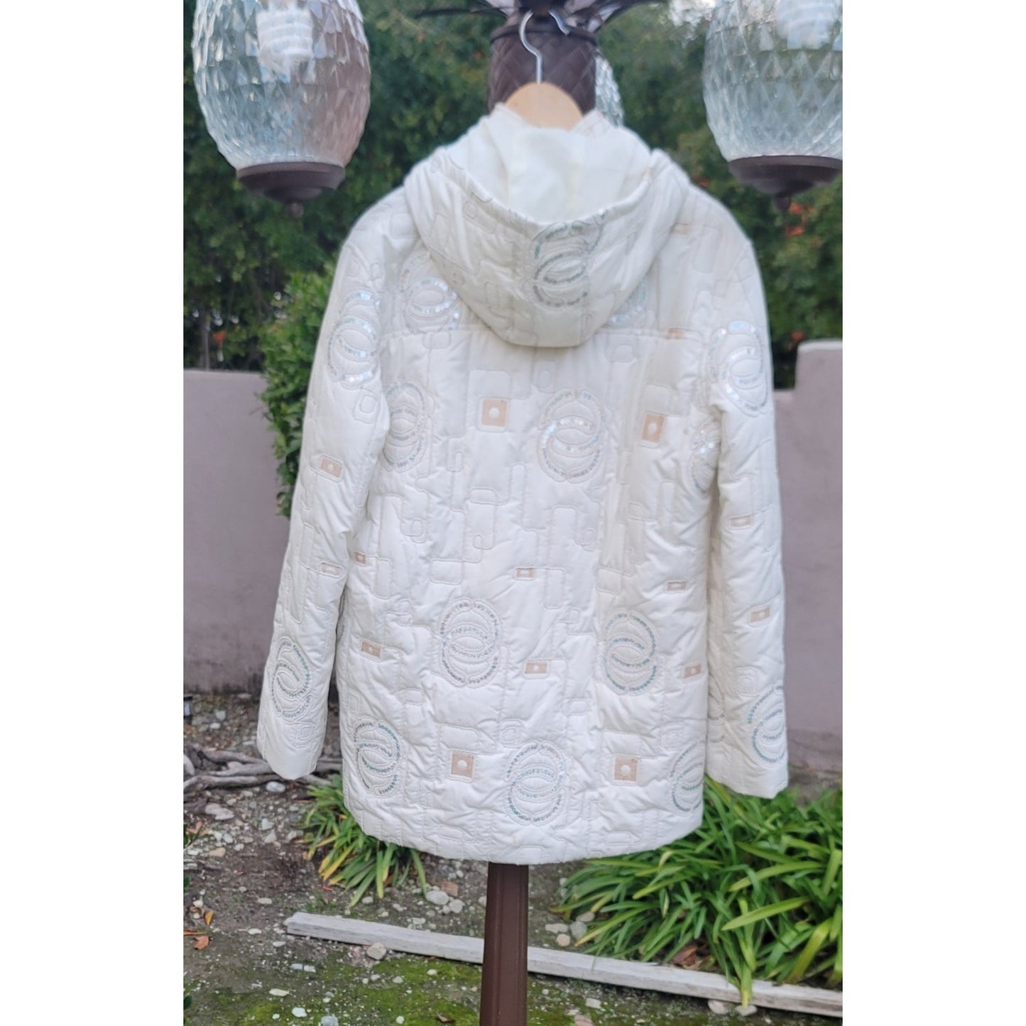 Funwear Factory Quilted Hooded Puffer Jacket w/Sequin Accents