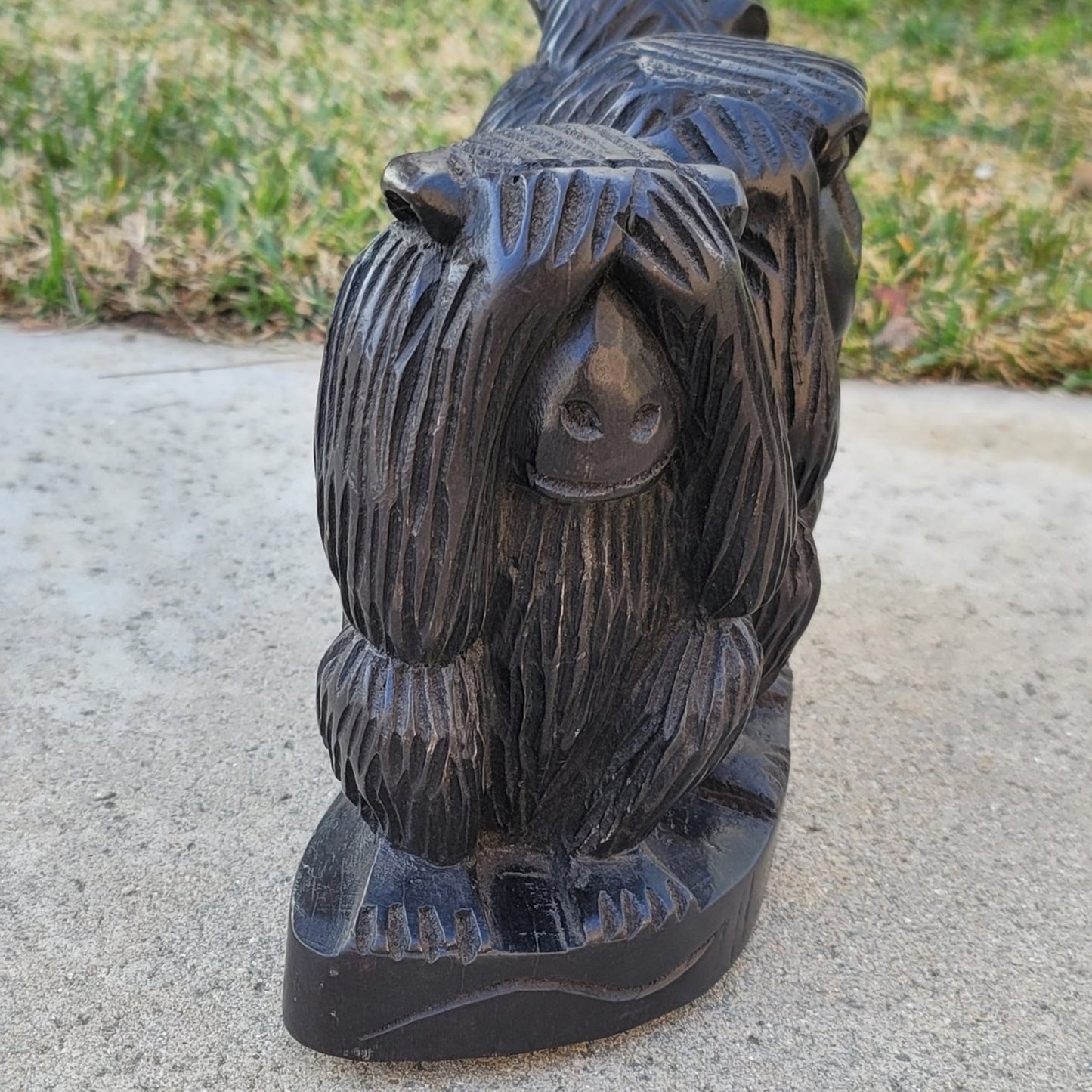 African Hand-Carved Wooden 3 Wise Monkeys Art Statue: Hear, See, Speak No Evil