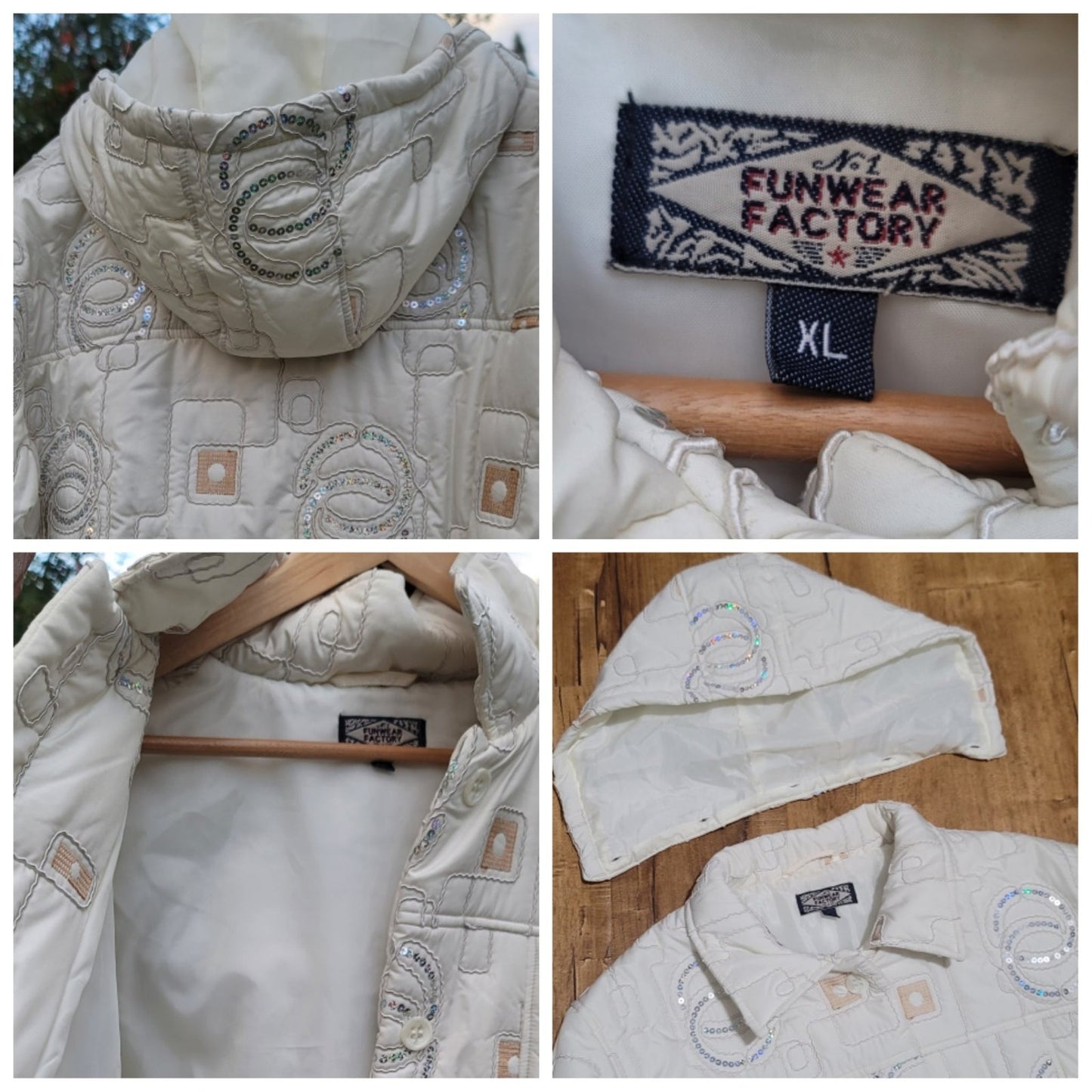 Funwear Factory Quilted Hooded Puffer Jacket w/Sequin Accents