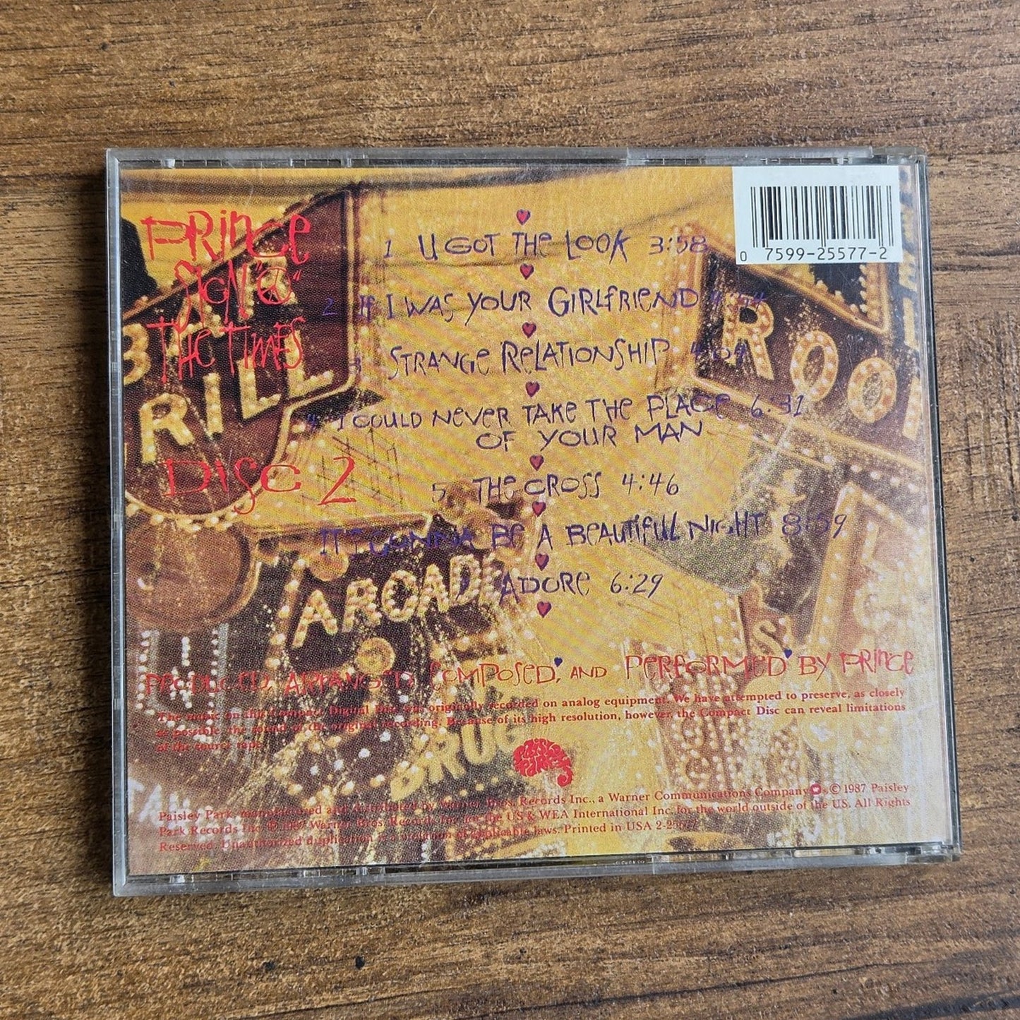 Vtg 1987 Prince SIGN O THE TIMES CD (Disc 2)