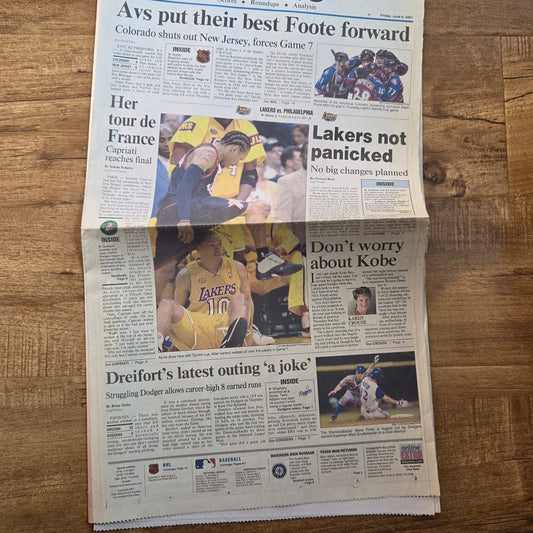 Vtg 2001 Los Angeles Lakers Philadelphia 76ers Daily News Sports Newspaper