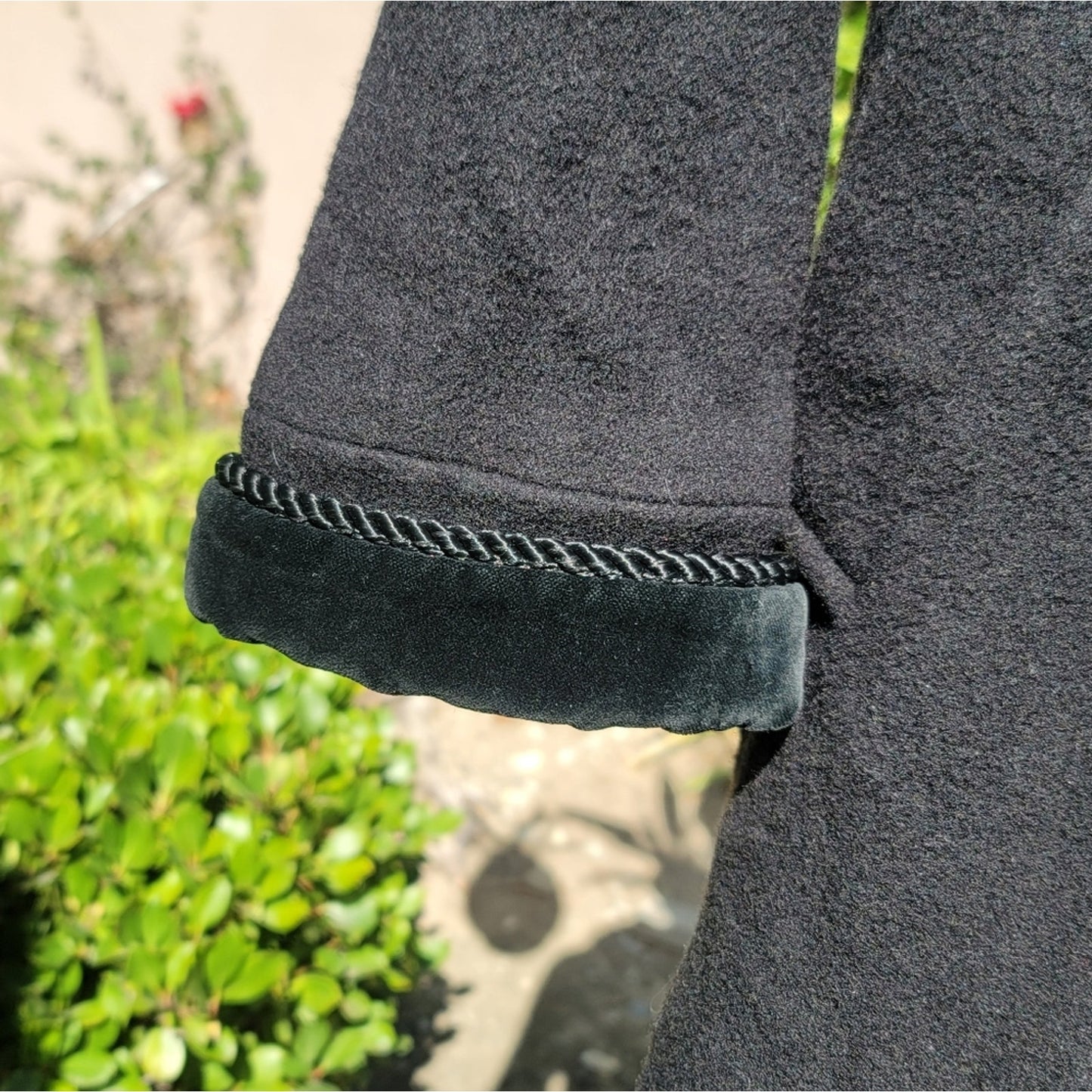 Vtg Albert Nipon Wool Hooded Trench Coat Velvet Collar Cuffs