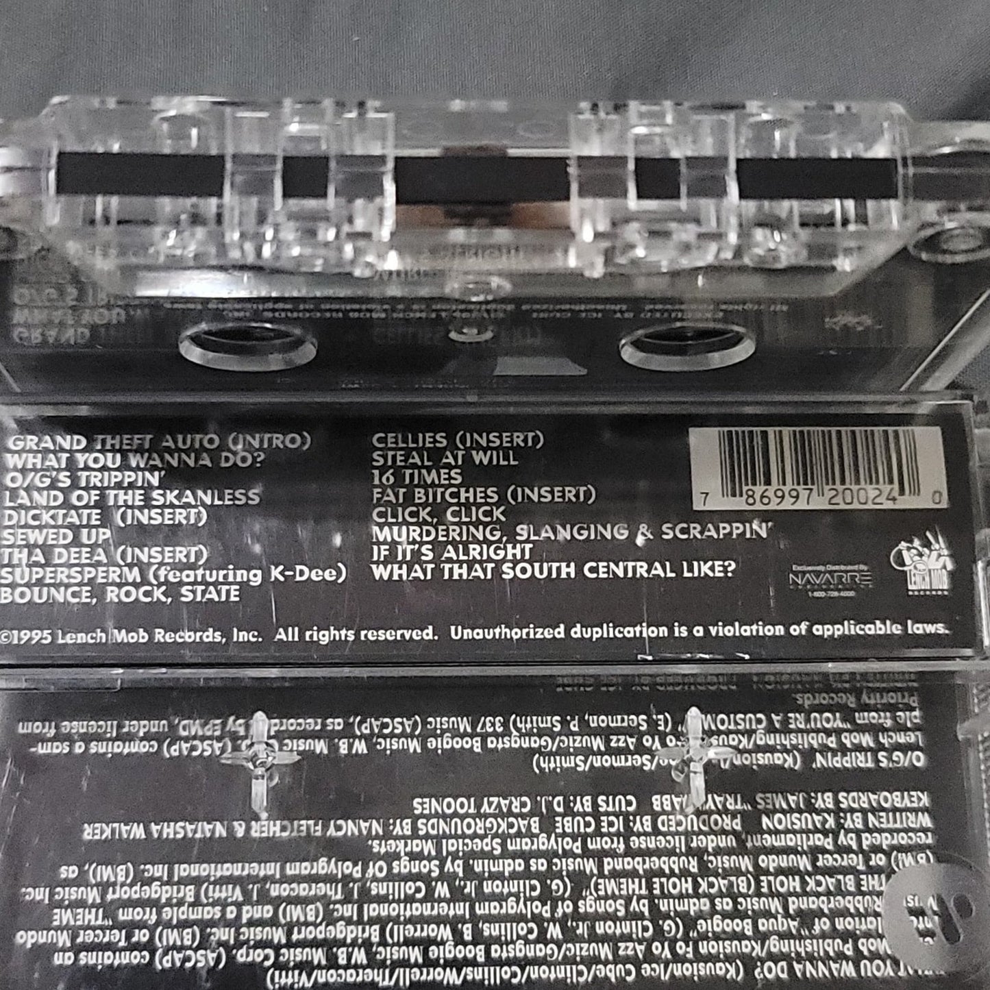 Vtg 1995 Kausion South Central Los Skanless Cassette Tape Gangsta Rap Ice Cube
