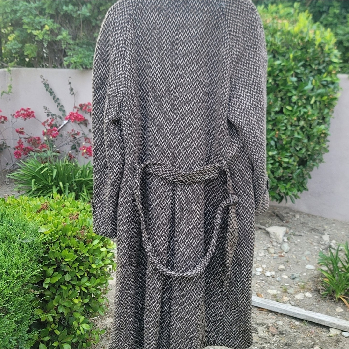 Pendleton Black and Gray Trench Coat with Notched Lapel