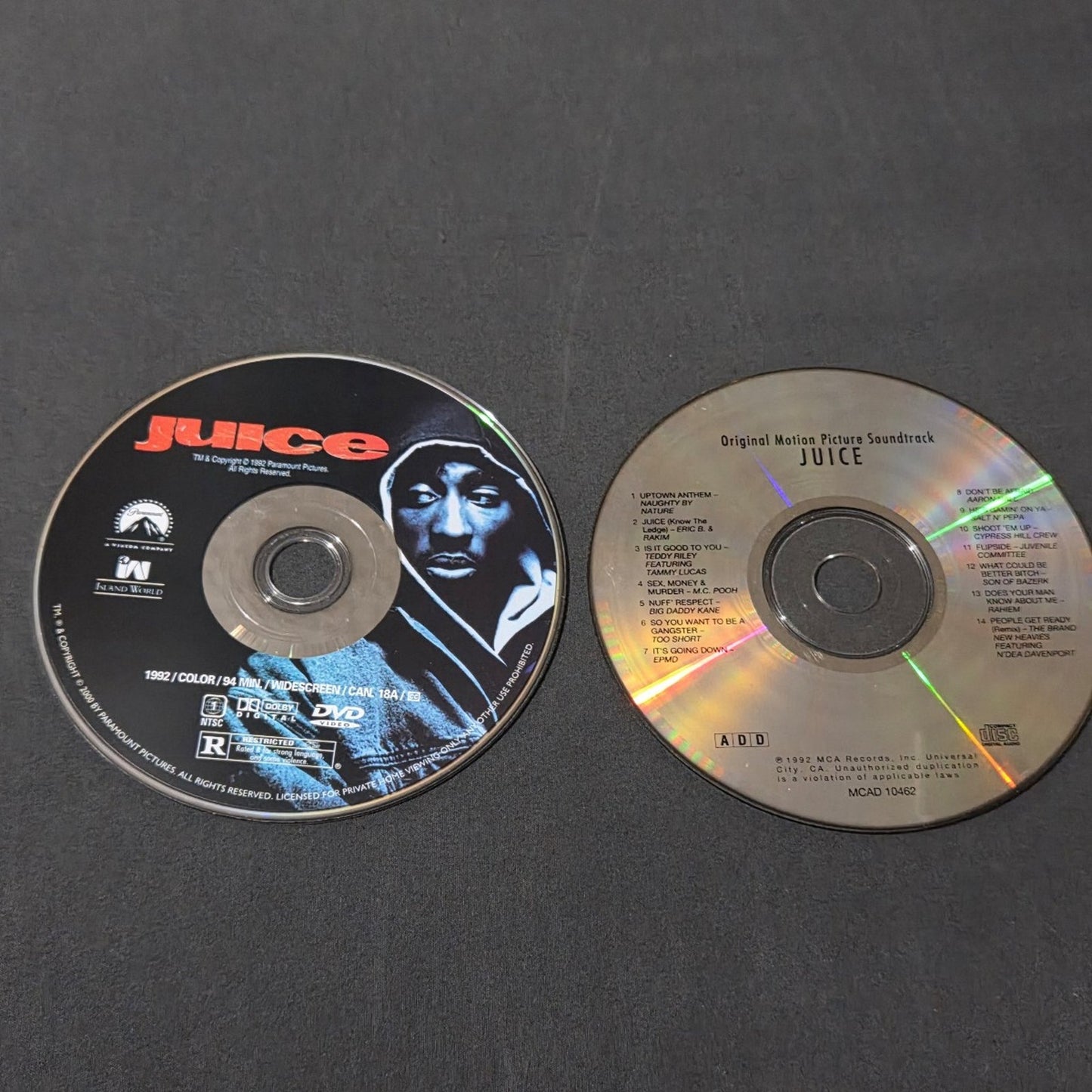 Vtg JUICE Soundtrack & Movie CD & DVD Bundle RAP HIP HOP 2PAC TUPAC