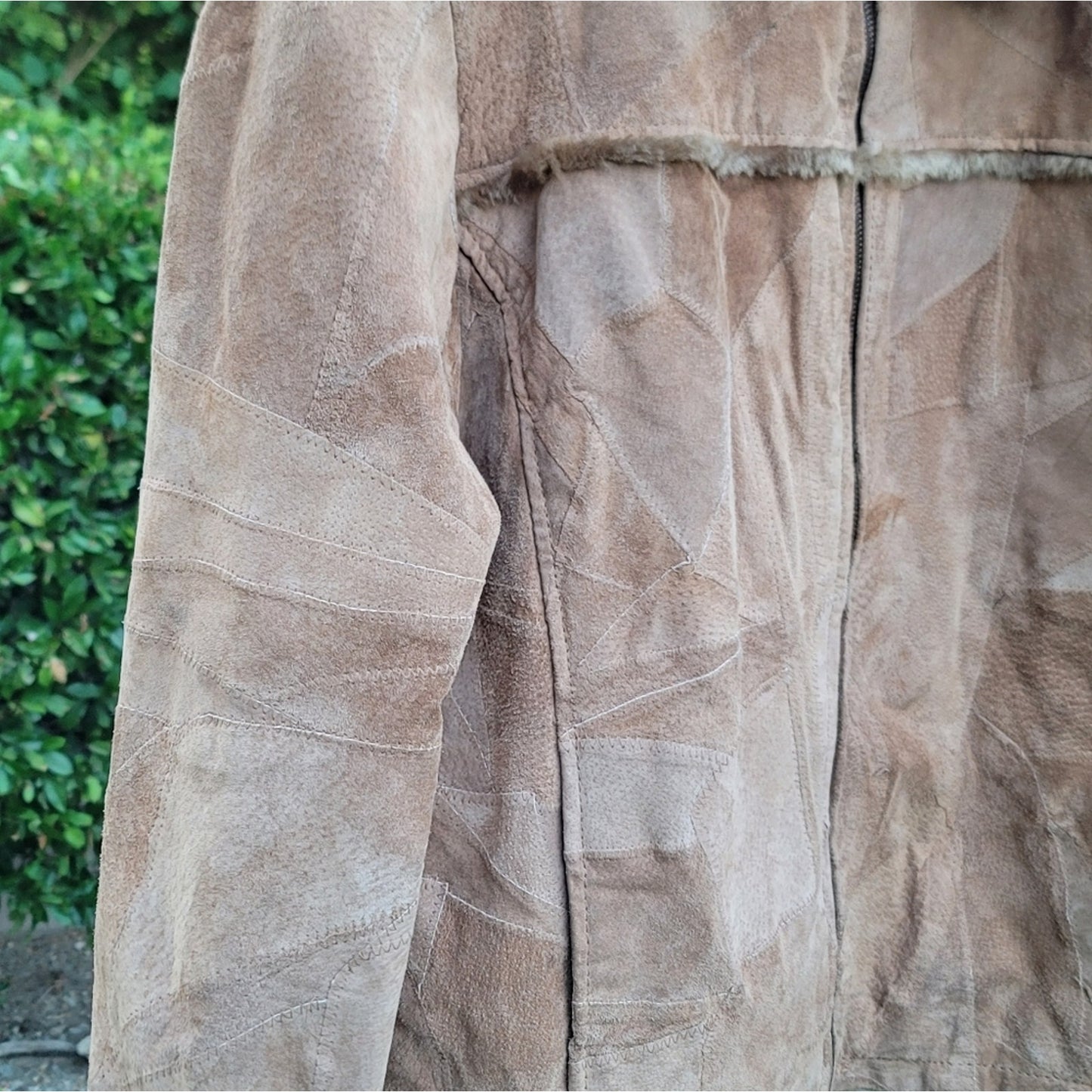 Vtg Leather Works Patchwork Suede Leather Jacket