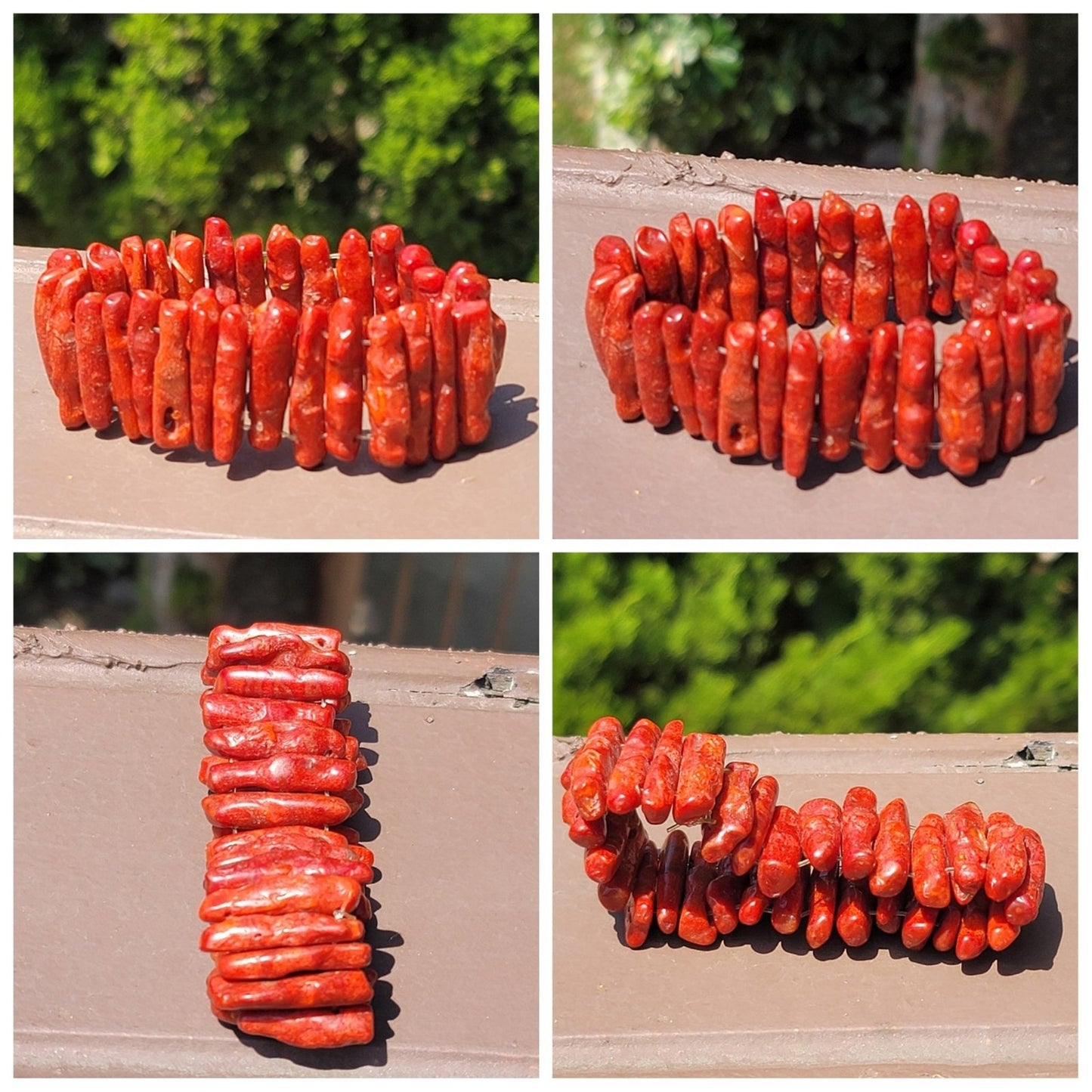 Vtg Red Coral Stretch Bracelet