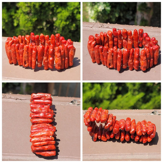 Vtg Red Coral Stretch Bracelet