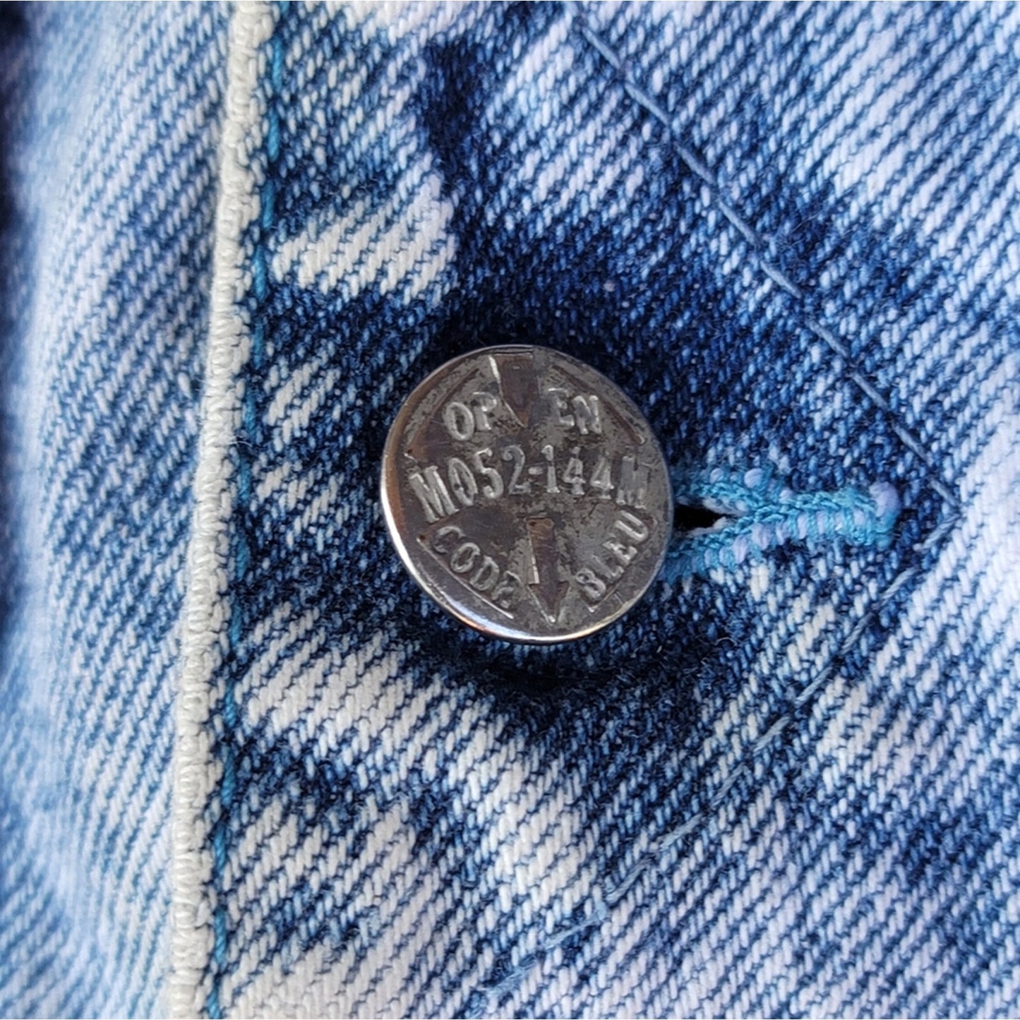 Vtg Code Bleu Acid Washed Cropped Distressed Jean Denim  Japanese Jacket