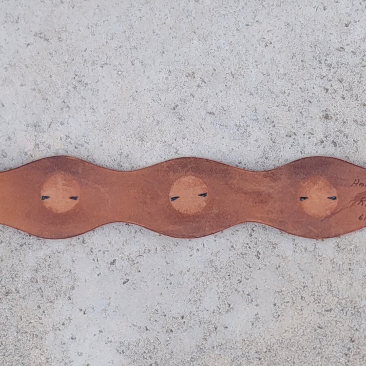 Vtg Handmade Leather Belt with Brass Victorian Lady Accents